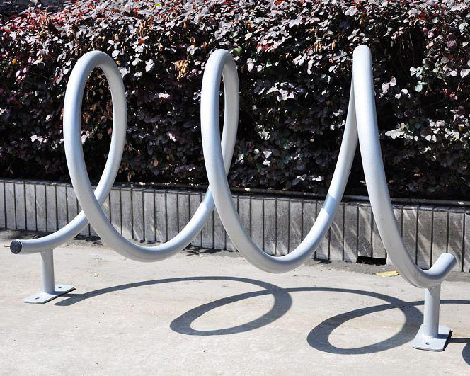 Rustfritt stål, metall, spiralformet sykkelstativ, sykkelstativ for parkering